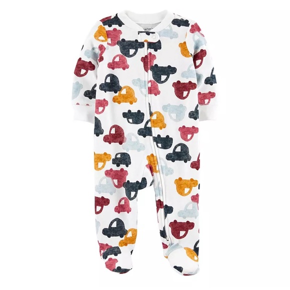 Car Print Zip Up Sleeper NWOT - Picture 1 of 6